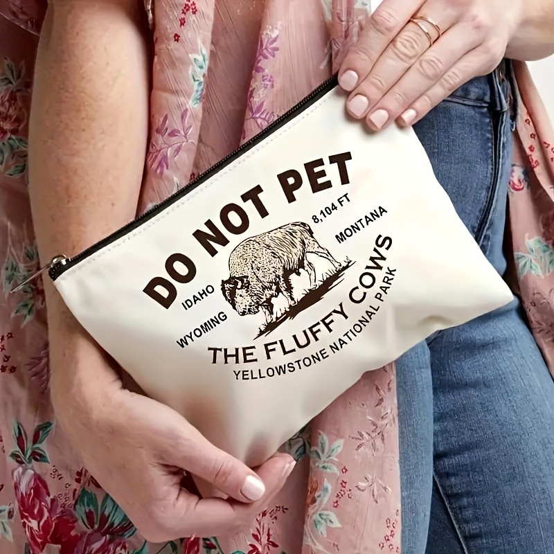 

Do Not Pet... Pattern Cosmetic Bag Makeup Bag, Zipper Pouch, Lightweight Makeup Organizer For Travel Essentials, For Men And Women