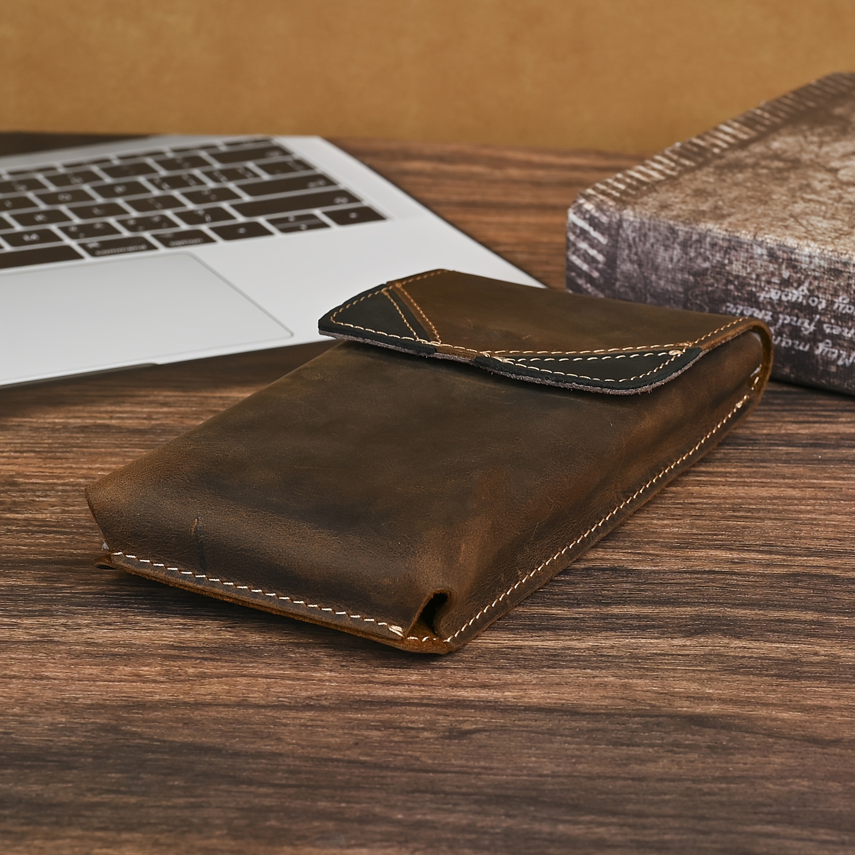 Top Cow Exotic Horse Leather Men's Retro Phone Case