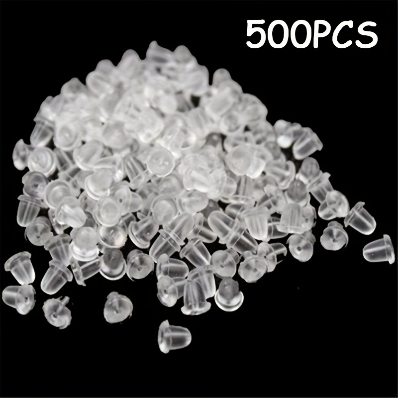 

500pcs Clear Silicone Earring Backs, Safety Stoppers For Making - &