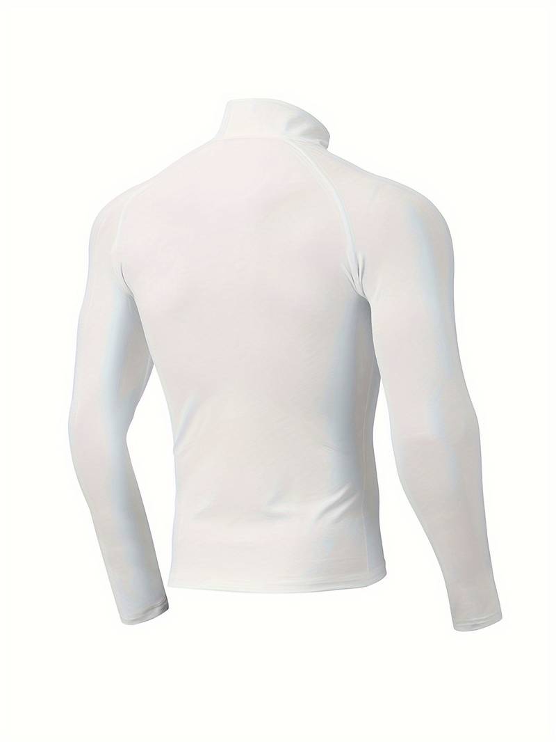 Men's Athletic Fit Long Sleeve Mock Neck Compression Shirt - Base Layer Top For Gym, Training & Sports