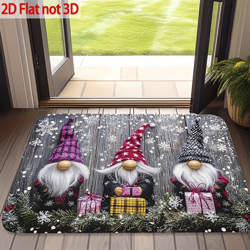 TEMU Tappeto da cucina 2D piatto, 1 pz 1.1 cm, motivo stampato con gnomi natalizi a di , ispessito e resistente all'usura, per cucina, soggiorno,