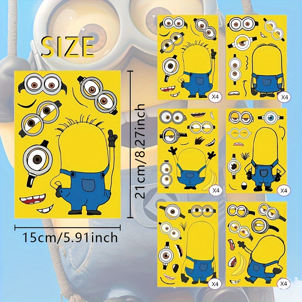 

24pcs Fun Cartoon Yellow For Stickers - Halloween, Birthdays, Board - Easy ,