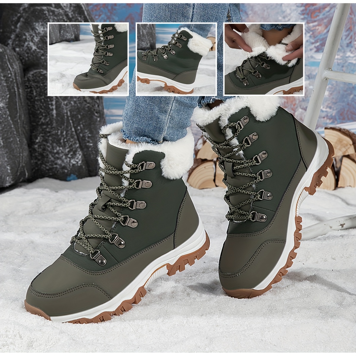 womens winter warm plush snow boots with anti slip tpr sole suitable for outdoor round toe upper soft inner for   traction cozy weather footwear for daily use activities Product details 8
