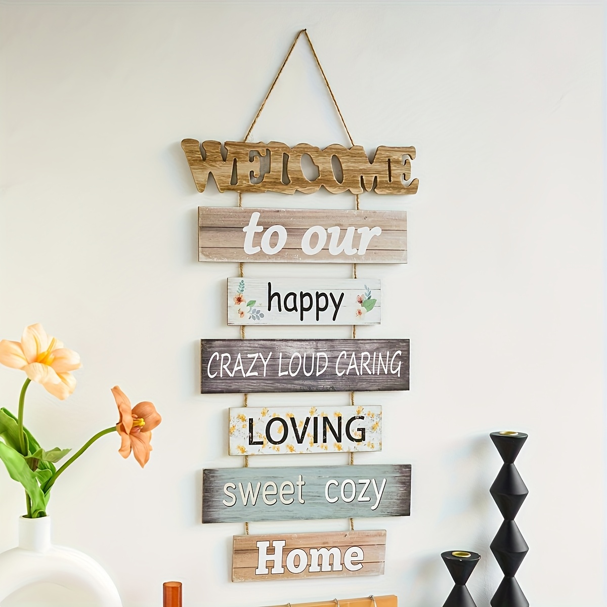 Image of 1pc Wooden Wall Decoration Hanging, Welcome To Decorative Hanging Painting Wooden Board, Holiday Decoration