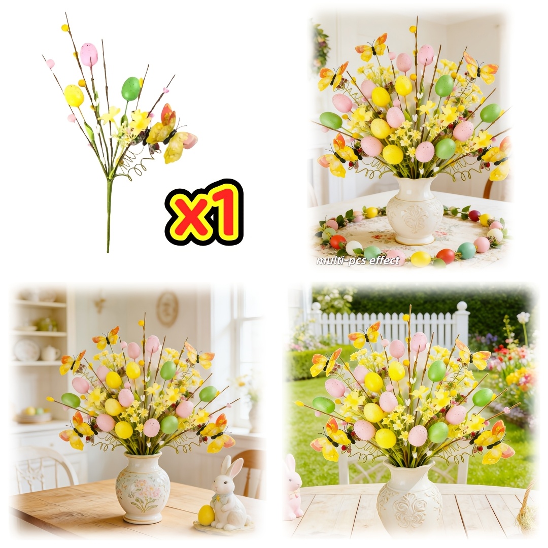 1pc Festival Decor Branch, 3d Egg And Dynamic Design, Matching , Low-maintenance Home , Valentine's Day Simulation Ornament, Valentine's Party Decoration, Indoor Tabletop, Outdoor Picnic Decor