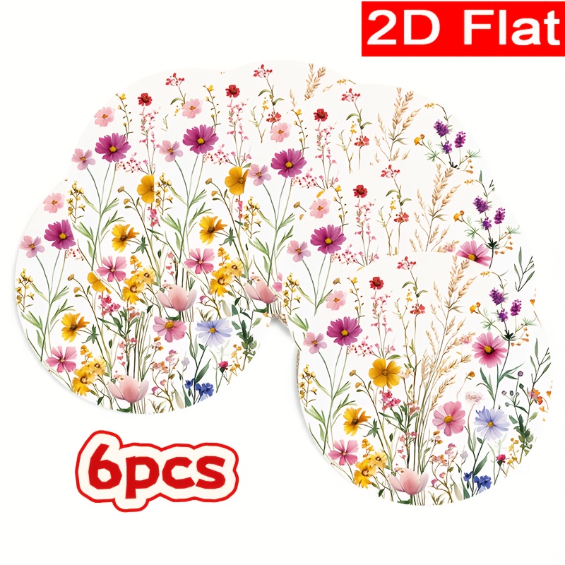 Image of 4pcs/6pcs/8pcs/10pcs, Spring Lavender Table Mat, Beautiful Colorful Flower Table Mat, 15 Inch Single-sided Circular Party Table Mat, Used For Decorating And Restaurants, Party Banquet Mats
