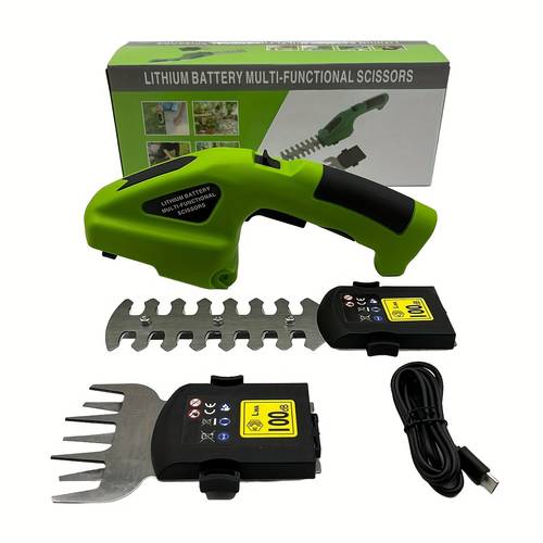 1pc Effortlessly Trim Your Lawn And Shrubs With This 7.2V 2-in-1 Electric Handheld Hedge Trimmer - Pruning Shears, Rechargeable Lithium-Ion Battery And Charger Included!
