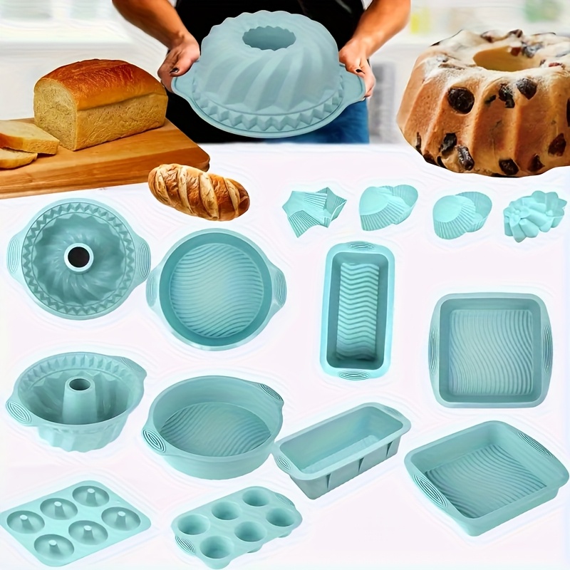 TEMU 30pcs Nonstick Silicone Bakeware Set With Baking Pan, Silicone Cake Molds, Baking Sheet, Donut Pan, Silicone Muffin Pan, Cake Pan, And 24pcs