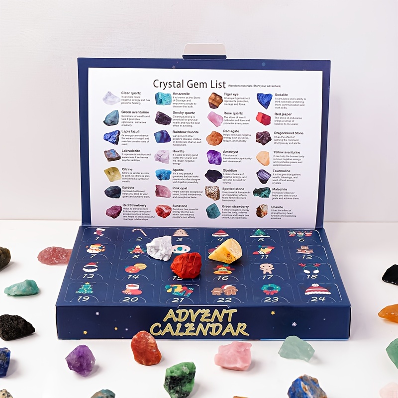 24 mineral mystery box crystal advent calendar new christmas countdown calendar rock mineral   christmas gift suitable for   enthusiasts