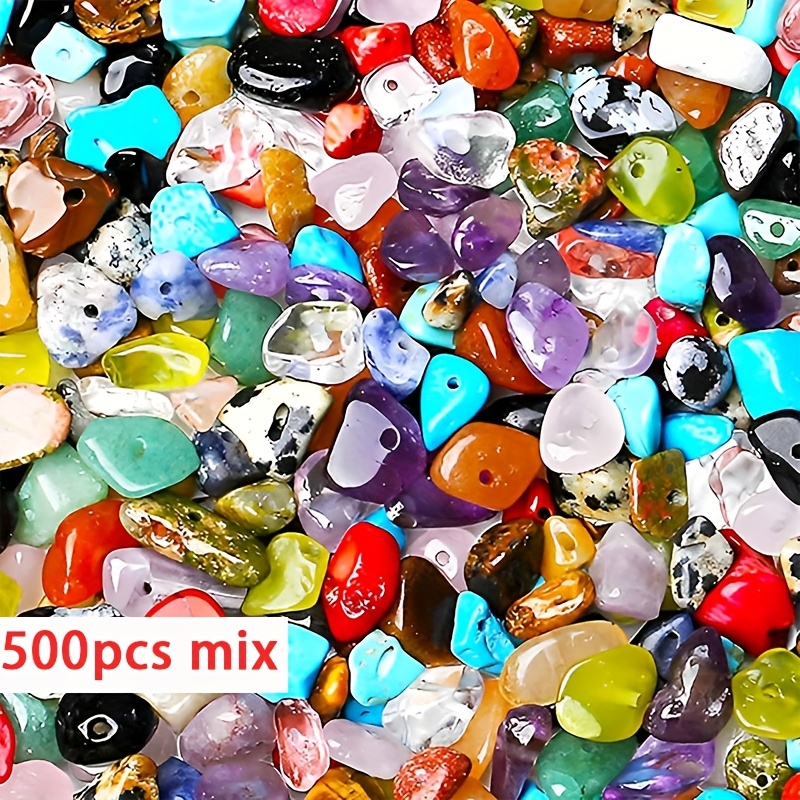 TEMU 500 Natural Stone Irregular Pendant Beads, Drilled For Making, Bracelets, Necklaces, Earrings, Christmas Crafts, 5-8mm