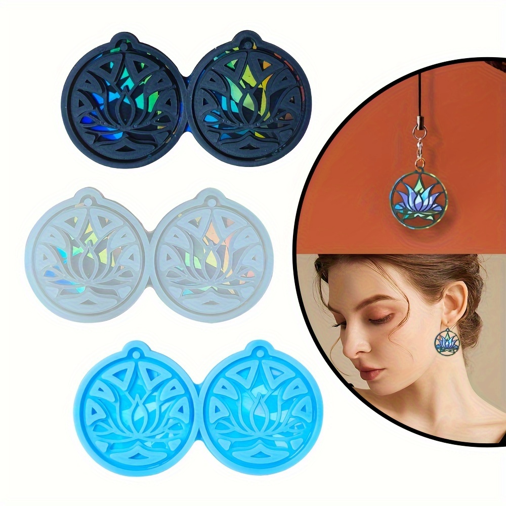 

1pc Holographic Laser Lotus Earrings Pendant Silicone Mold Diy Holographic Earrings Pendant Crystal Holographic Lotus Earrings Mold