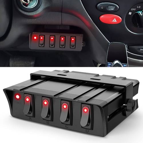 rocker switch box toggle switch panel 12v 24v 20a switch panel 40amp max for automotive cars vehicles boats rvs campers suvs without battery