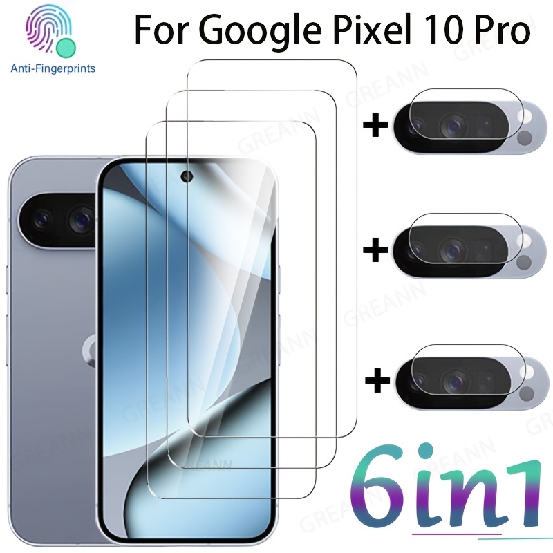 TEMU (3 3)pcs For V Full Cover Screen Protector For Google Pixel 10 Pro Tempered Glass For Google Pixel 10 Pro Lens Film