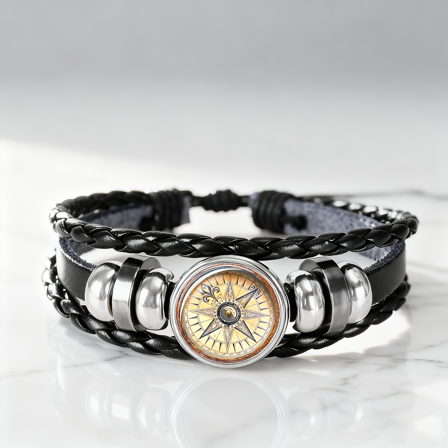 Retro Compass Glass Pattern Wristband, Classic Design