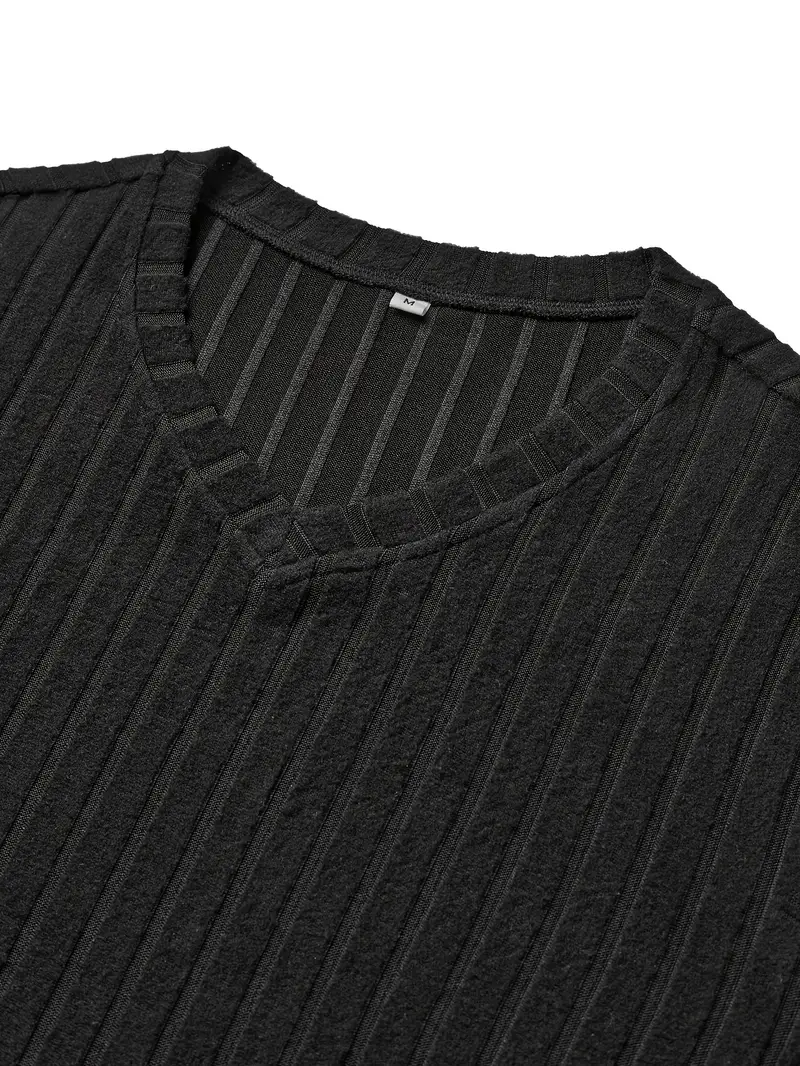 mens fashion mens t shirt autumn winter casual ribbed v neck long sleeve mens henley shirt casual wear design medium stretch fabric durable construction pullover top Product details 4