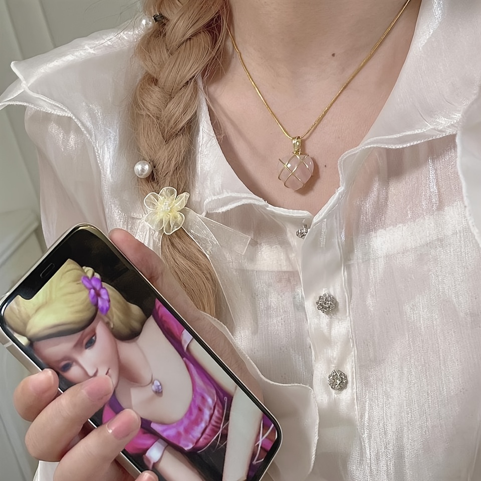 Women's Moonstone & Rose Quartz Heart Necklace, Y2K Style