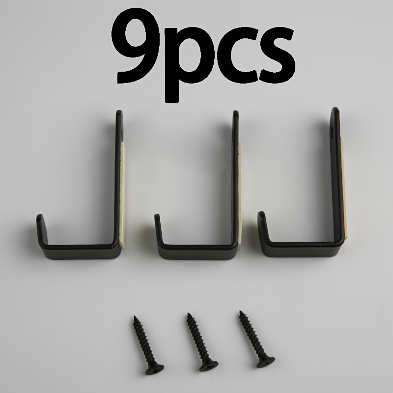 E-shop 9-teiliges schwarzes L-förmiges Einloch-Haken-Set, inklusive 3 Haken + 3 Schrauben + 3 Unterlegscheiben, schwarze einlochige