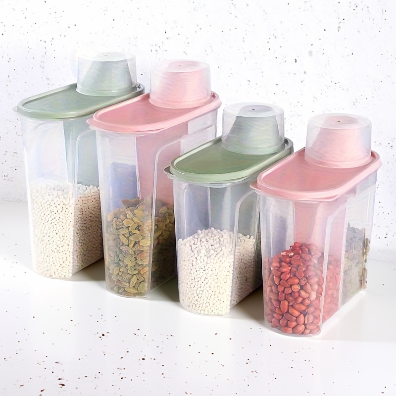 TEMU 4pcs Cereal Airtight Storage Containers For Rice Pet Food Dry Food, Plastic Food Storage Box