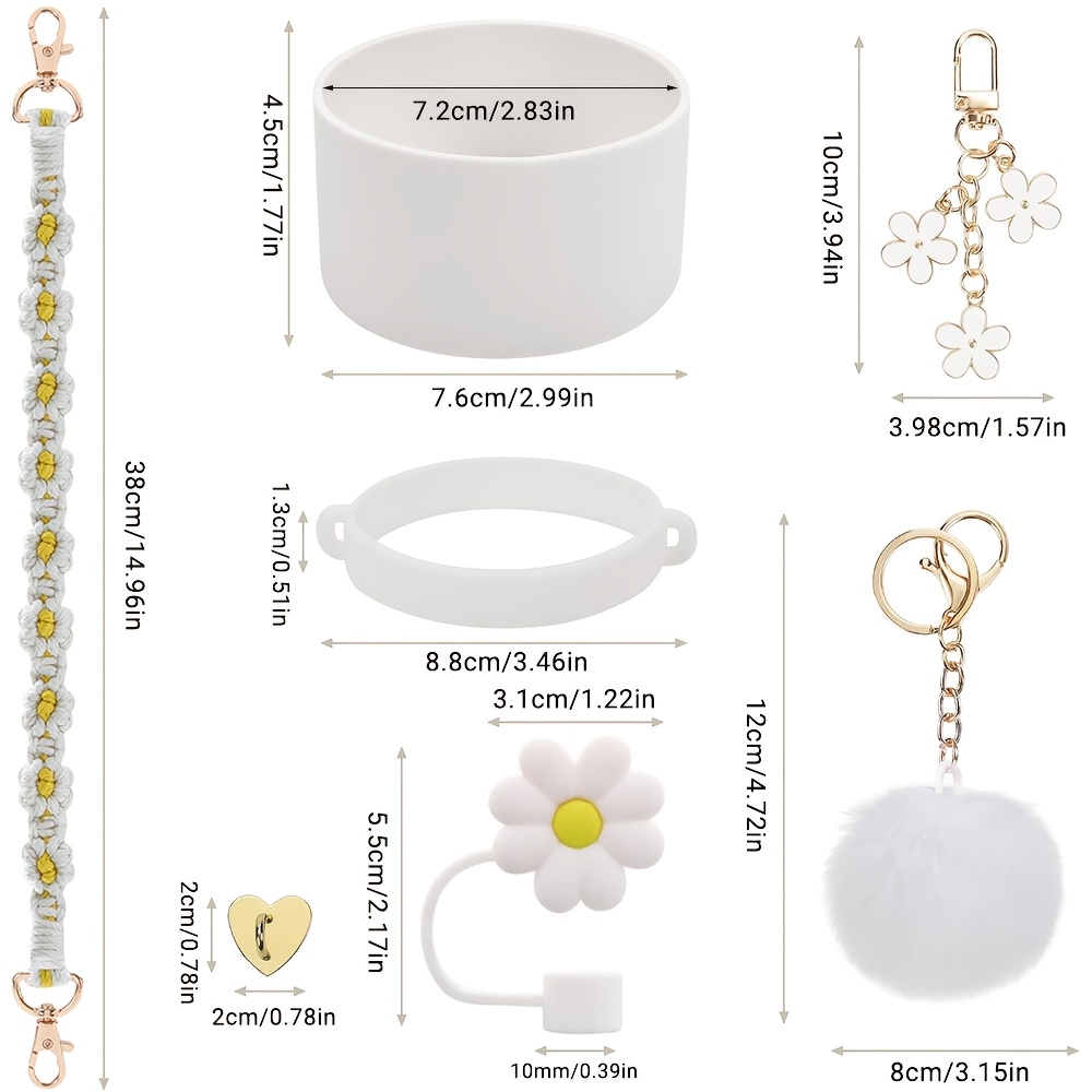 [correa para asa] juego de 6 accesorios para tazas | vasos de 40 y 30 oz | silicona | correa para asa,   y adornos | para botellas de agua Detalles del producto 1