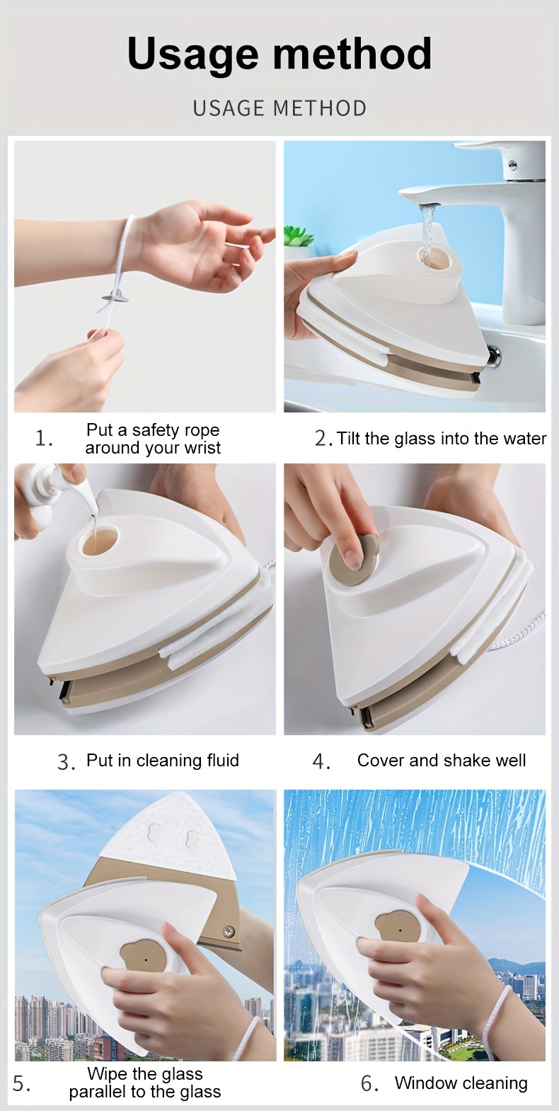 magnetic double sided window cleaner automatic drainage no power needed ideal for glass walls home cleaning essential details 3