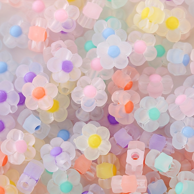 Image of 20pcs 12mm Valentine's Day Matte Transparent Flower Shaped Acrylic Spacer Beads, Used In Jewelry Production, Bracelet Necklaces, And Women's Phone Chains