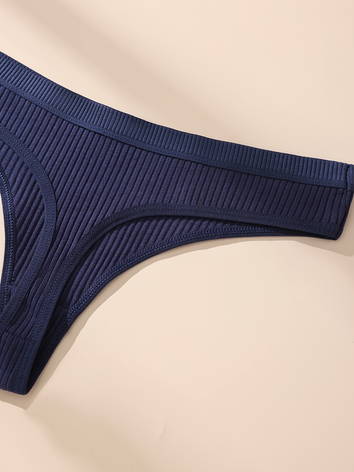 5pcs Soft & Breathable Women's Thongs - Sexy Low-Rise Ribbed Underwear in Black, Navy Blue, Maroon, Dark Pink & Light Pink, Hand Wash Only
