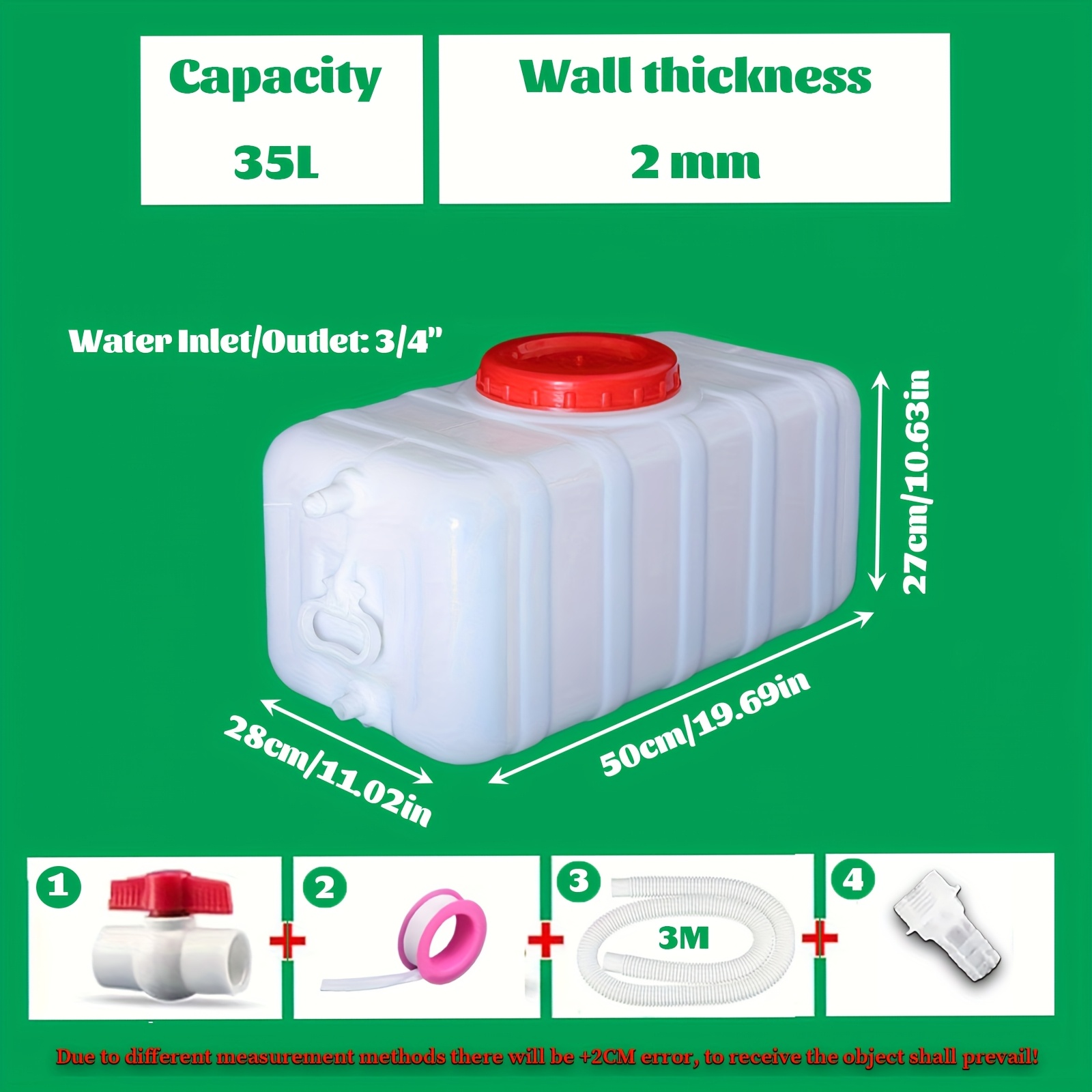 TEMU Contenedores de plástico de grado alimenticio para almacenar agua - de agua portátiles de emergencia con múltiples tamaños (grande y pequeño),
