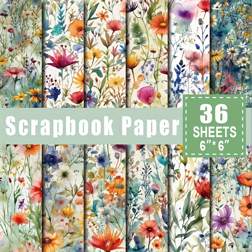 

36 Sheets Scrapbook Paper Pad In 6*6", Art Craft Pattern Paper For Scrapingbook Craft Cardstock Paper, Diy Decorative Background Card Making Supplies – Watercolor Wild Flowers