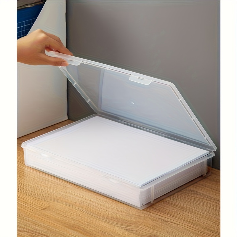 

Clear A4 Plastic File Organizer With Lid - Office Storage Box For Files And Books, For Return School