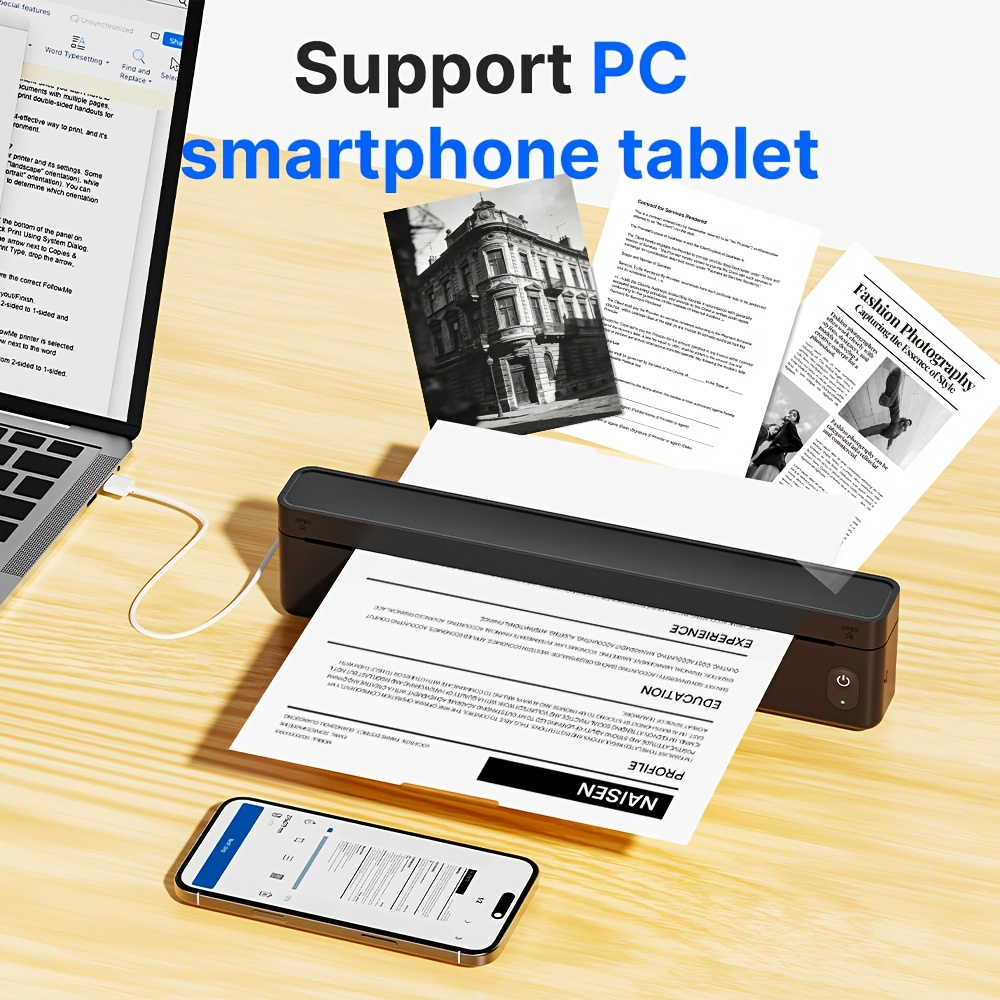 A10a Portable Thermal Printer, Wireless Mobile Printer, For Home , Compatible With Smartphone Laptop.includes 10 Sheets Of Thermal Paper
