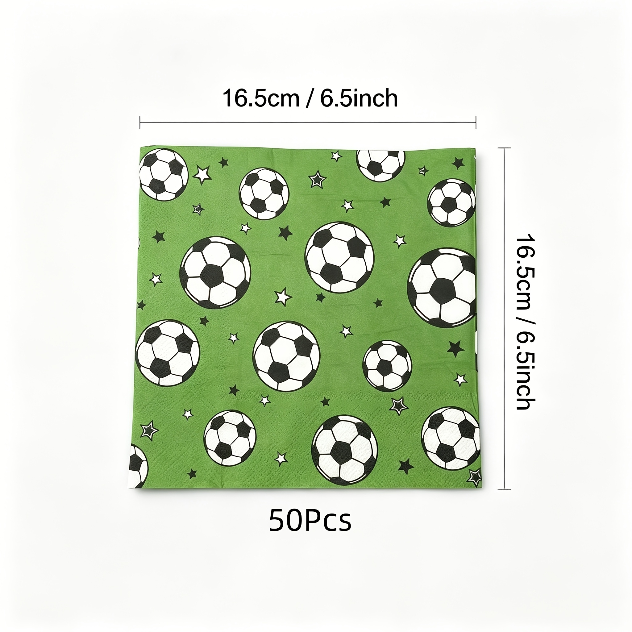 TEMU Soccer Event 2026, 10/30/50pcs Green Soccer Star Party Napkins, 6.5-inch Double-layer Thickened, Suitable For Soccer-themed Birthday Parties,