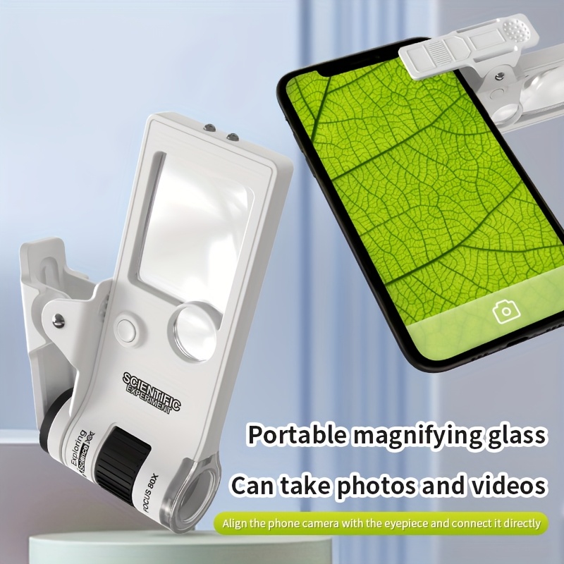 Microscopio Portátil 2-en-1 de Doble Función 3-10-80X con Luz LED Morada para Aventuras al Aire Libre, un Buen Regalo de Cumpleaños y del Día del Niño desde el Laboratorio a la Naturaleza