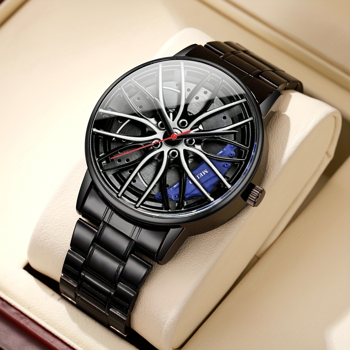 mens trendy watch with a   wheel dial casual sports quartz wristwatch 1pc set does not   a watch box details 0