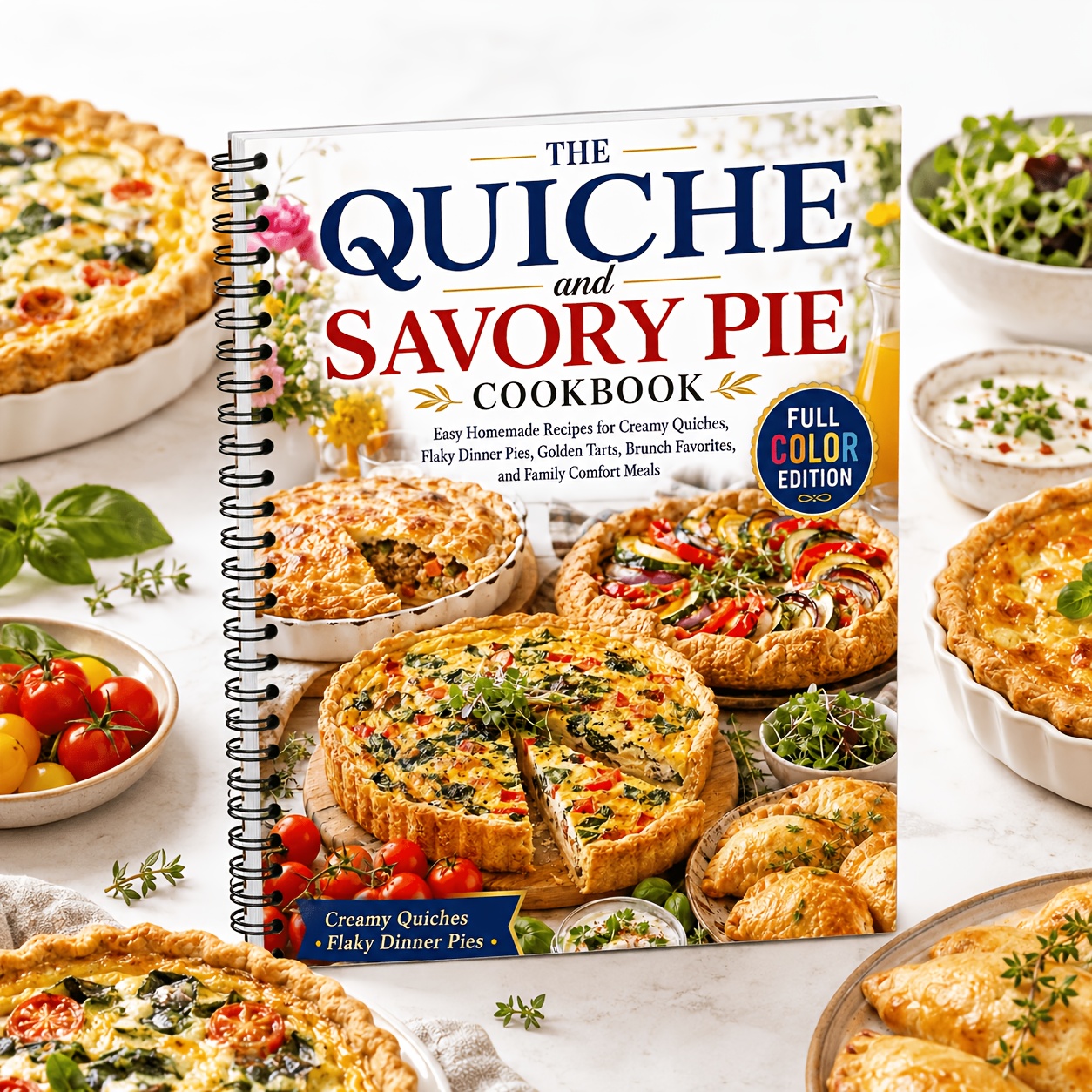 TEMU The Quiche And Savory Pie Cookbook: Easy Homemade Recipes For Creamy Quiches, Flaky Dinner Pies, Golden Tarts, Brunch Favorites, And Family