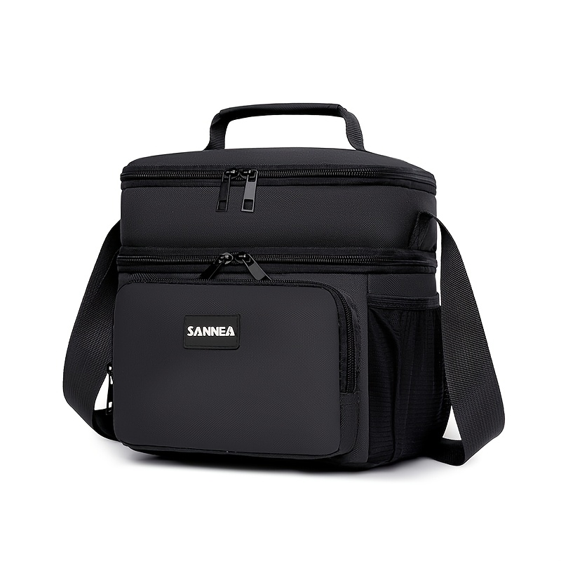 TEMU 8l Double Layer Insulated Lunch Bag For , Large Capacity Dual Compartment Thermal Cooler Bag With Adjustable Shoulder Strap, Leakproof Lunch Box