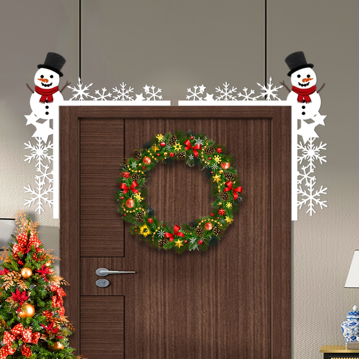 

2pcs Christmas Snowman Metal Wall Decor - 11.8" Door , & Kitchen Decoration