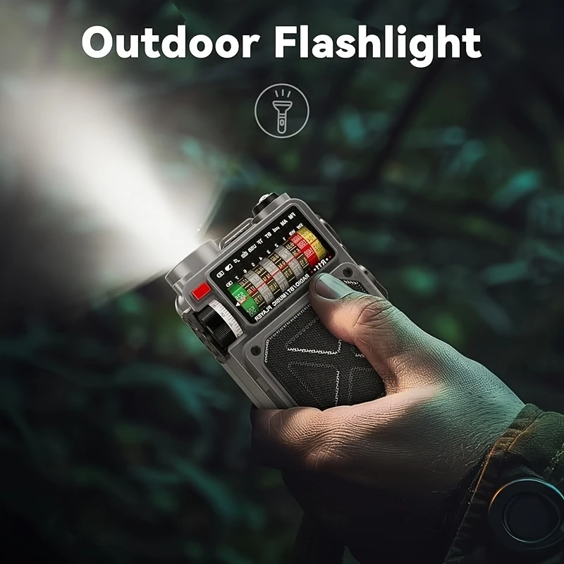 outdoor emergency multifunctional portable radio full band with wireless card slot wireless flashlight sos alarm home outdoor prevention radio solar powered details 2