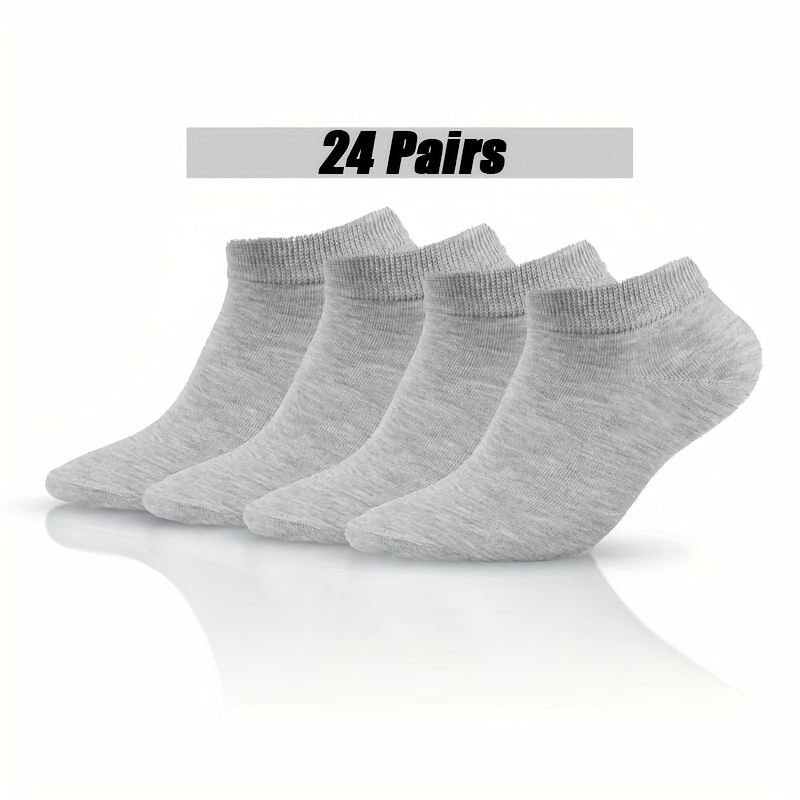TEMU 24pairs Unisex Casual Plain Color Boat Socks, Thin Breathable Comfy Anti-odor Sweat-absorbing Low Cut Ankle Socks For Men Women