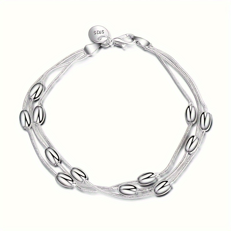 

2pcs S925 Sterling Silver Multi Layers Thin Chain Bracelet Elegant Style Hand Chain Jewelry For Women