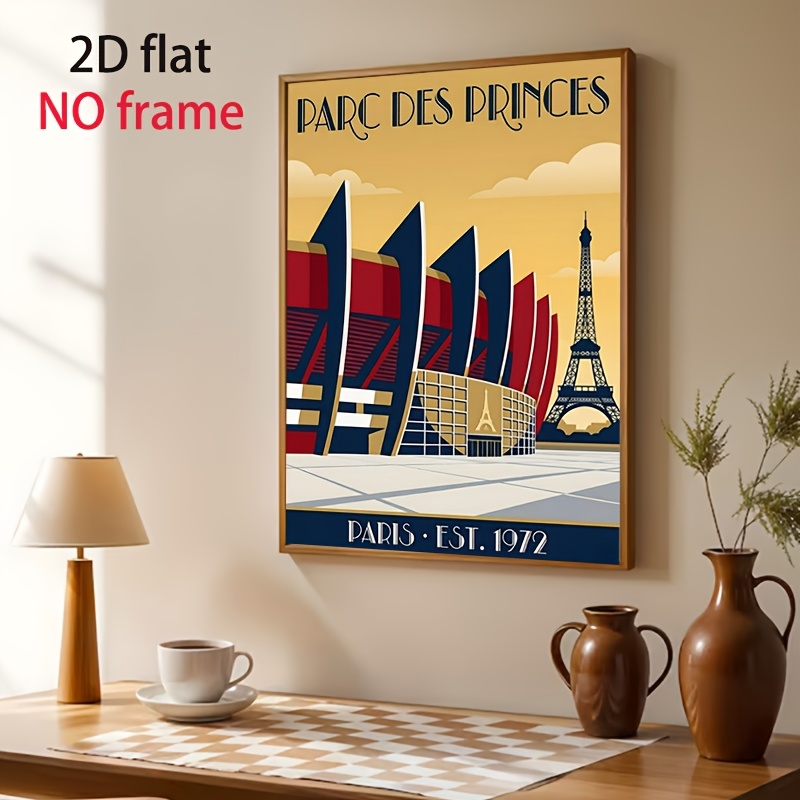 TEMU Plat 2D, 1 pièce Affiche des France - Eiffel et , convient pour la décoration intérieure, français moderne pour chambre, bureau - Peinture sur