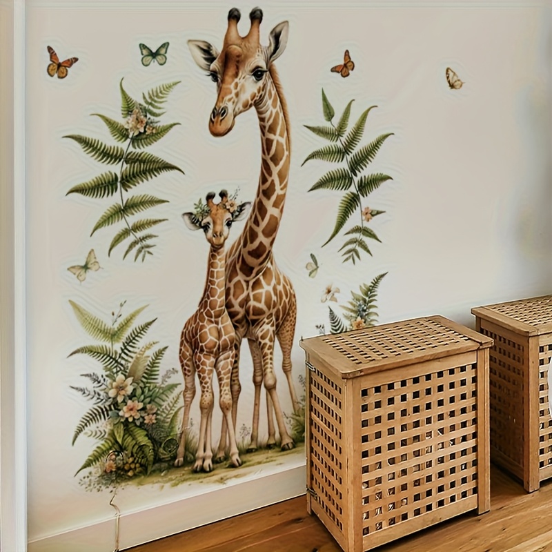 Giraffe And Wall Decals, Removable Self-adhesive Pvc Stickers For Bedroom And Living Room Wall Decor