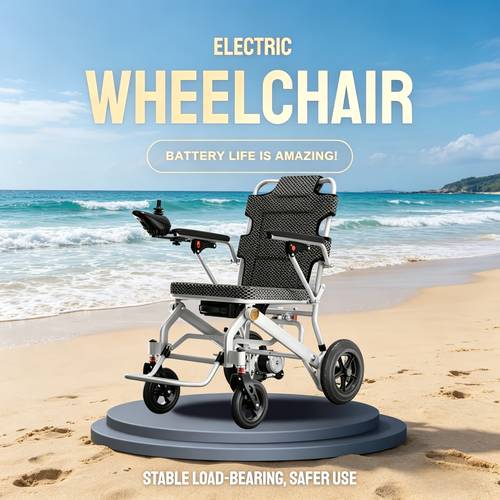 40 pound aluminum alloy body foldable ultralight electric wheelchair 500w motor long lasting lithium battery 6km speed 15km h range alloy wheels suitable for indoor and outdoor all terrain transportation
