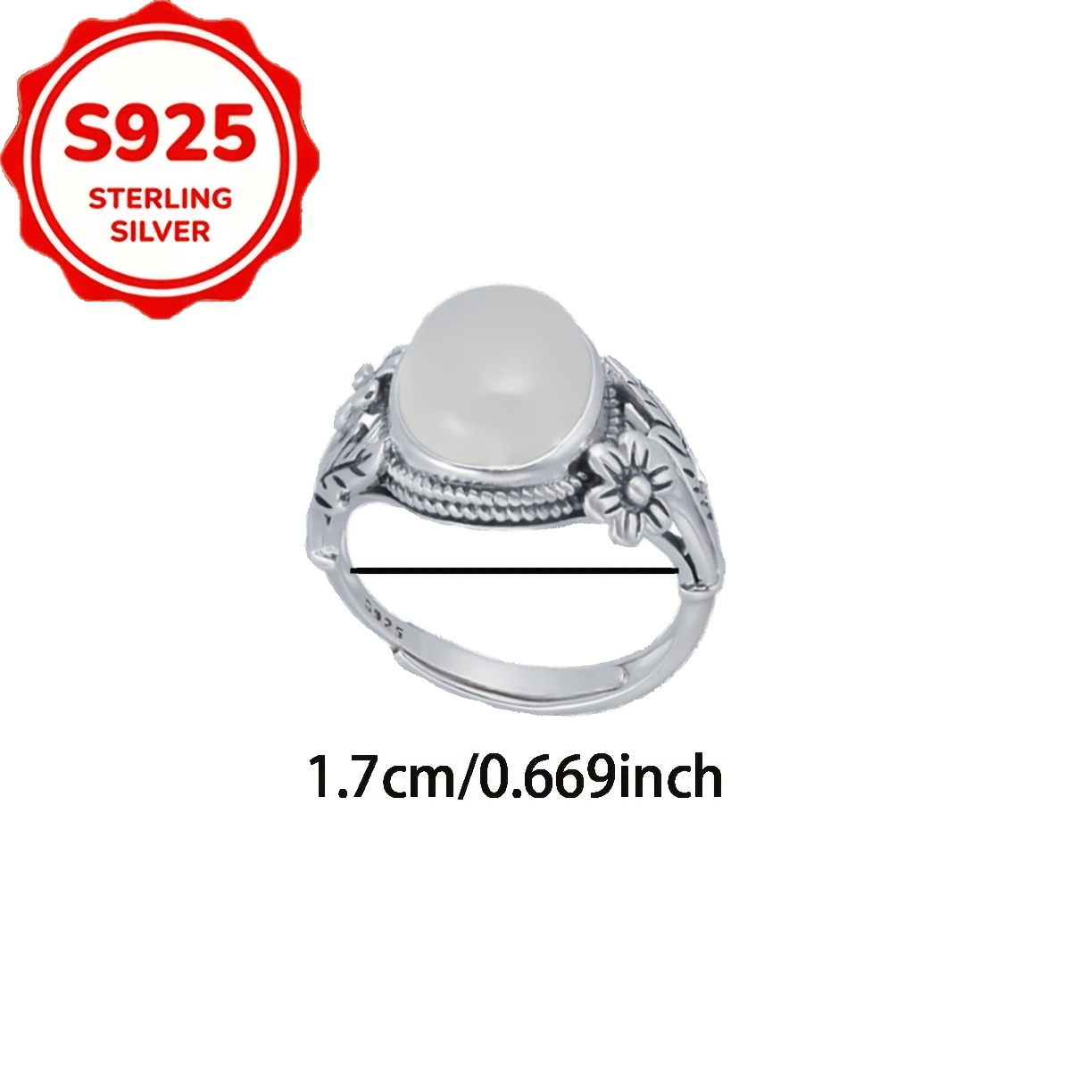 Women's S925 Silver Vintage Petal Open Ring, Elegant Gift