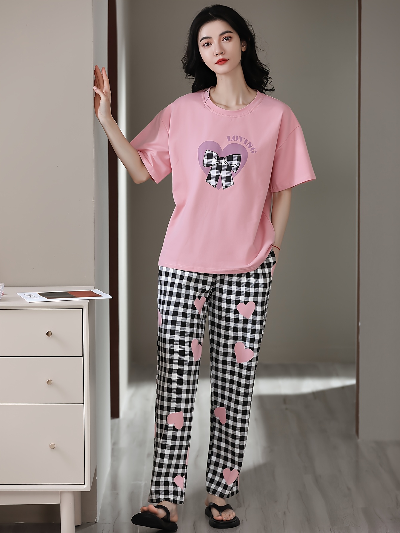 conjunto piezas pantalones largos camiseta manga corta Temu