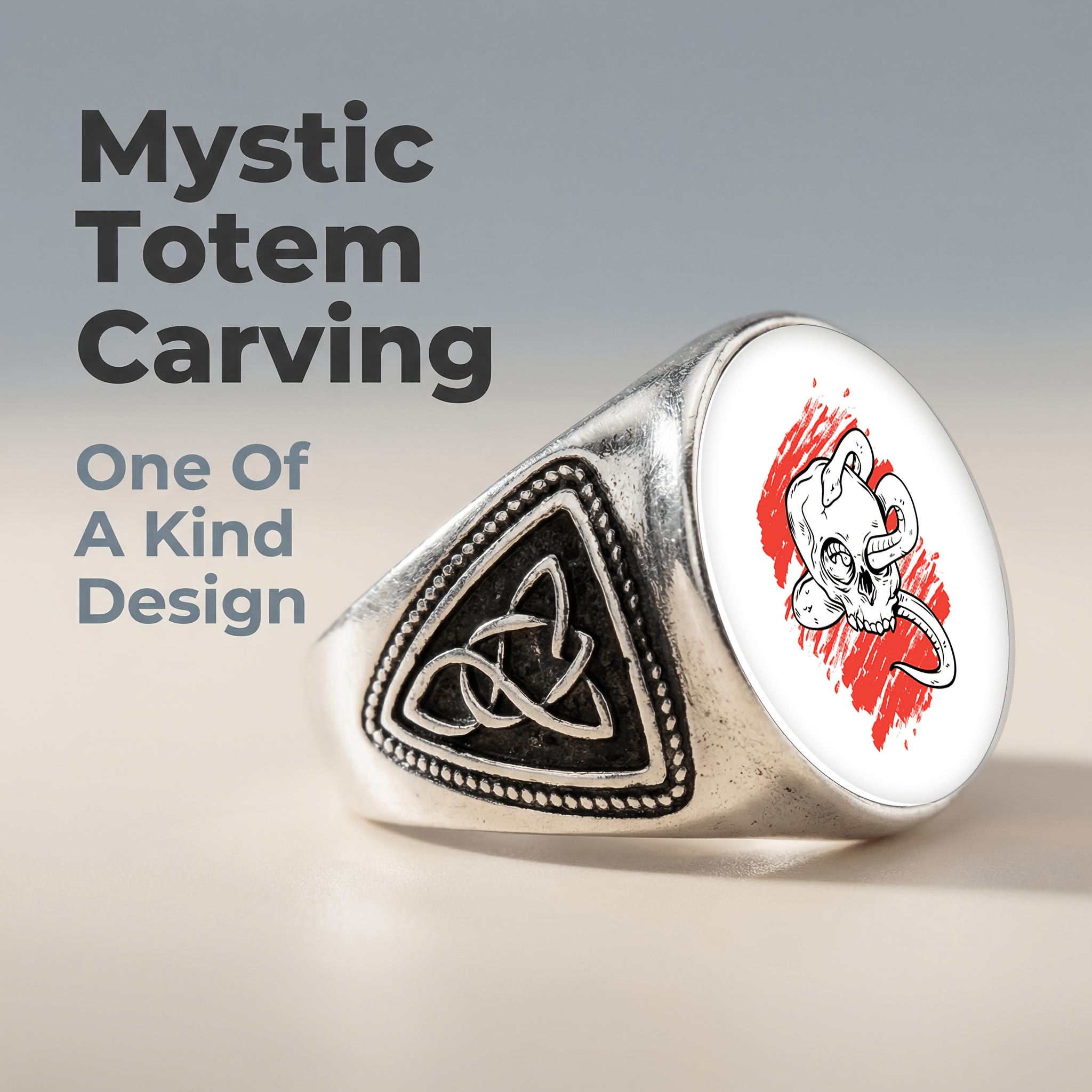 Metal-Textured Skull and Snake Ring, Unique Design – BLING QUEEN