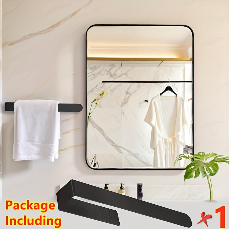 TEMU 1pc Stainless Steel Self-adhesive Towel Rack â Modern Wall-mounted Bathroom Organizer For Towels, Dishcloths, And Handkerchiefs, No Drilling