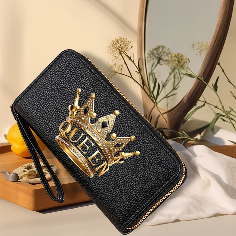 TEMU Queen Crown Women's Zipper Wallet - Includes Coin Purse - Compact And Easy To Carry, Ideal For Daily Use, Special Occasions, And Travel. A