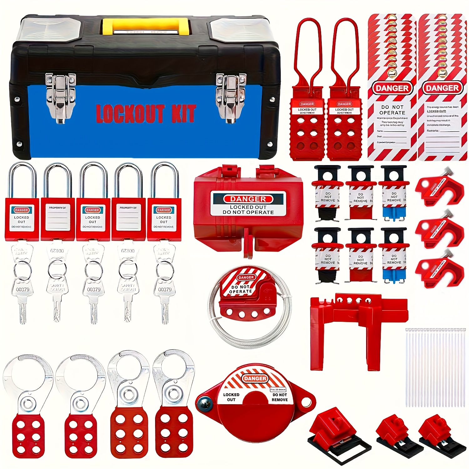 TEMU Industrial Safety Lockout Kit, Electrical Loto Set With Clamp-style Circuit Breaker Locks, Padlocks, Hasps, Plug Locks, Cable Locks, Ball Valve