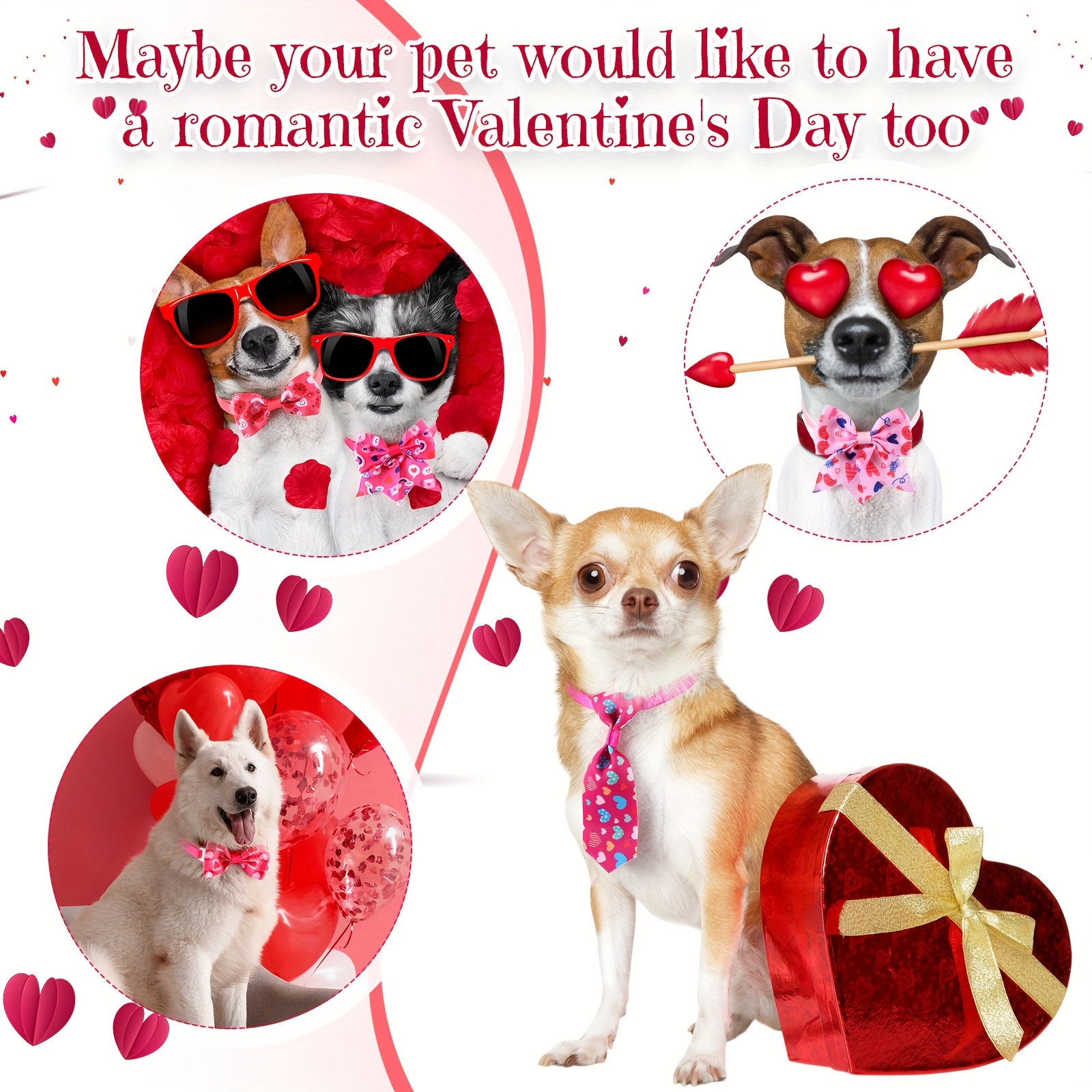 valentine's day dog bow tie
