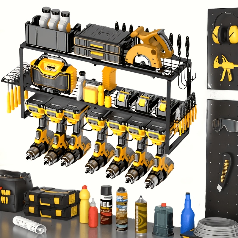 TEMU Wall-mounted Electric Tool Storage Rack, Garage Tool Rack, Heavy-duty Metal Tool Rack, -bearing Capacity, Suitable For Electric Tool Storage,